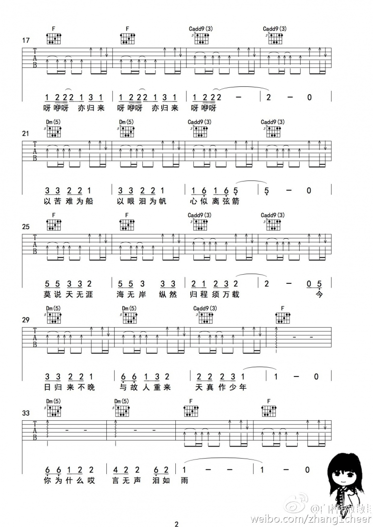 在木星弹唱版吉他谱第(2)页