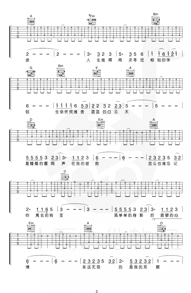 恋曲1990吉他谱D调弹唱教学视频第(3)页