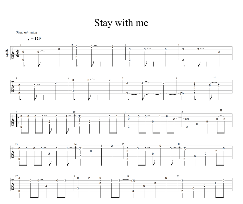 《stay me with》指弹吉他谱