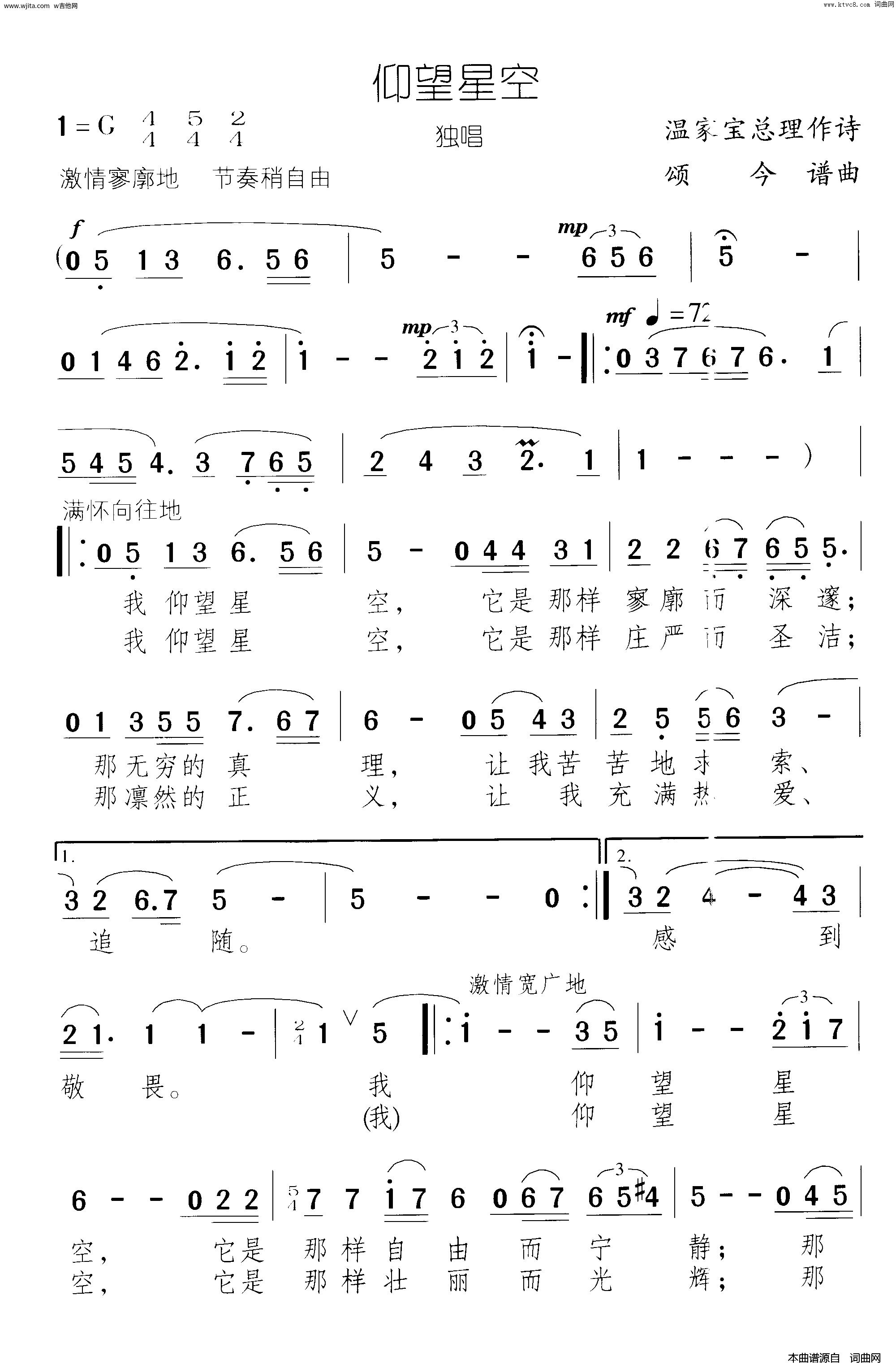 仰望星空-张杰五线谱预览1-钢琴谱文件（五线谱、双手简谱、数字谱、Midi、PDF）免费下载